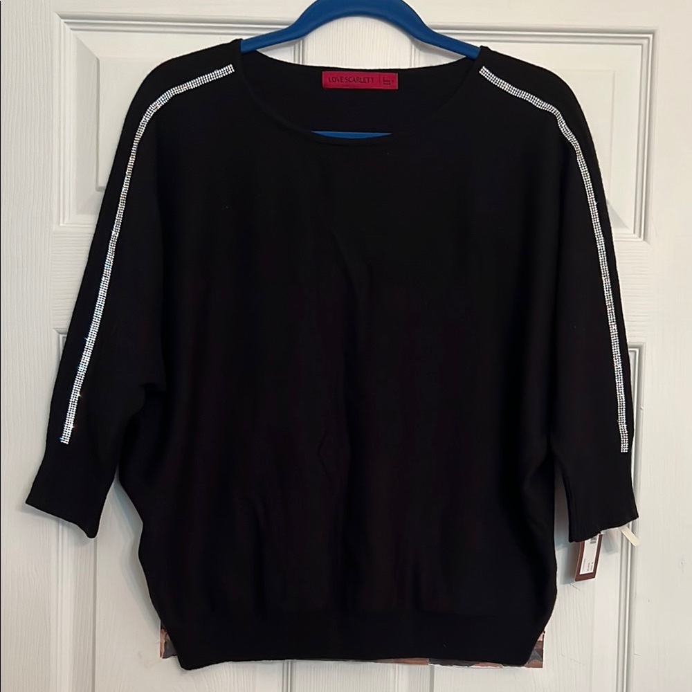 Love Scarlett Black Top with Silver Accents NWT